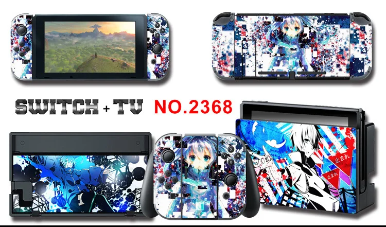 1set New Cute Anime Full Body Sticker for NS Switch Protective Cover Skin Colorful Art for Game Console Joy-Con Controller Decor