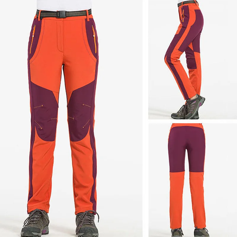 Женские лыжные брюки, женские лыжные брюки, теплые ветрозащитные водонепроницаемые плотные зимние штаны, зимние походные брюки