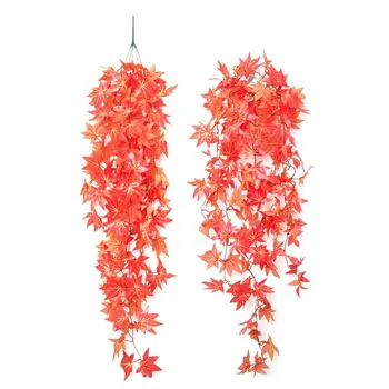 

2PCS Lifelike Wall Hanging Plant Fake Plant Leaves Vine Wicker Rattan Flower Basket Wall Plant Basket Green Vine Pot Planter