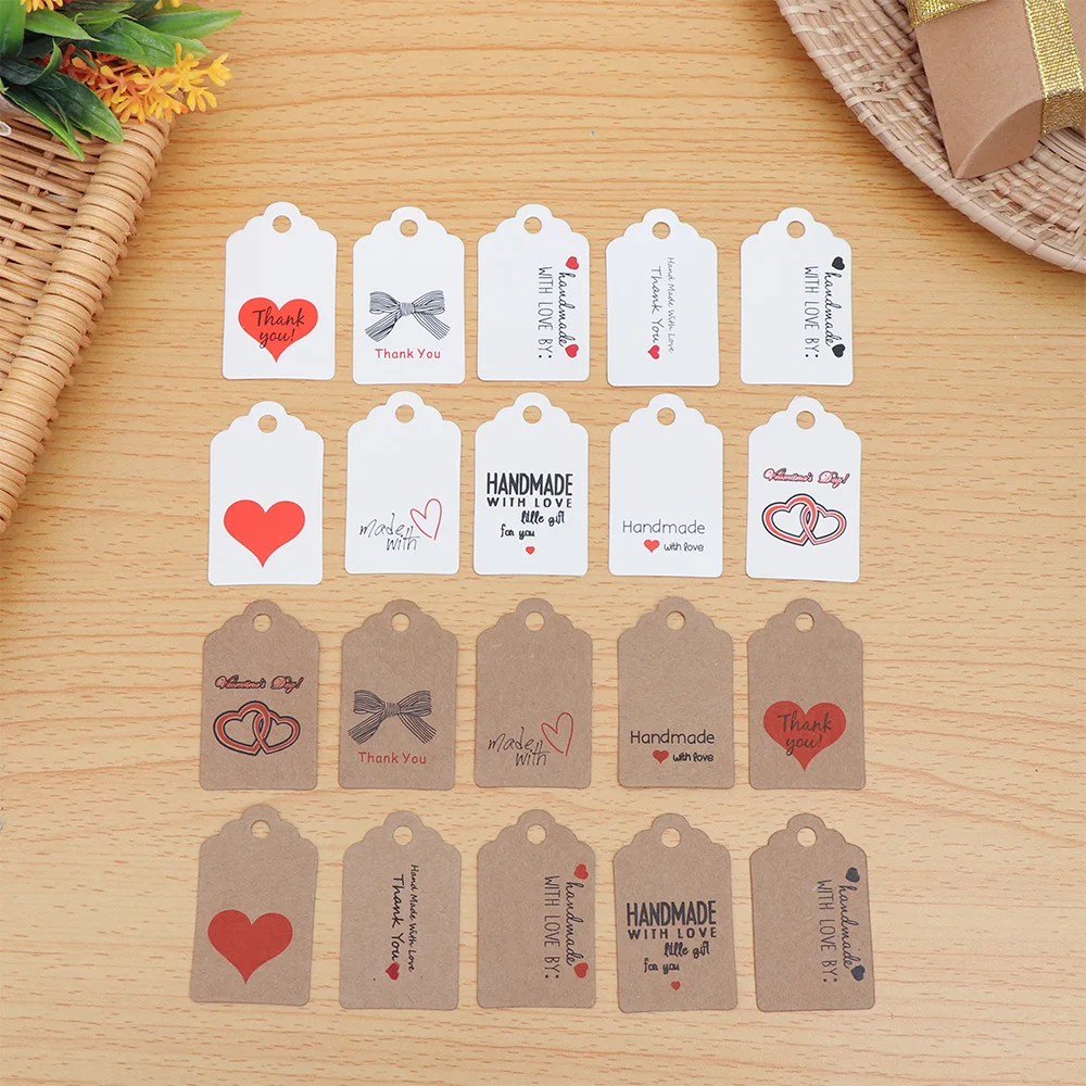 100Pcs Thank You Handmade with Love Tags Gift for Craft Hanging Label Price DIY Wrapping Wedding Favor | Дом и сад