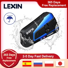 Lexin 1pieza LX- B4FM intercomunicadores de casco moto bluetooth para 4 personas hablando al mismo tiempo con sonido fuerte de calidad alto,Manos libres/ FM Radio/Universal/Compatible con otra marca intercom