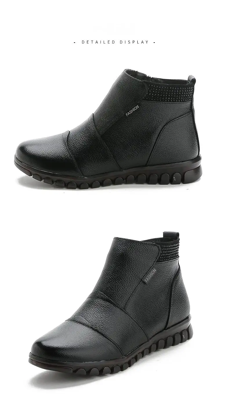 GKTINOO Women Boots Winter Shoes Fashion Woman Genuine Leather Wedges Ankle Boots Casual Keep warm Women Snow Boots
