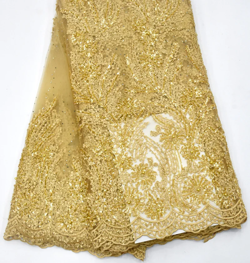 

Latest African Lace Fabric 2019 Sequins Fabric Embroidery Tulle Lace Fabric Nigerian Party For African French Lace Fabric