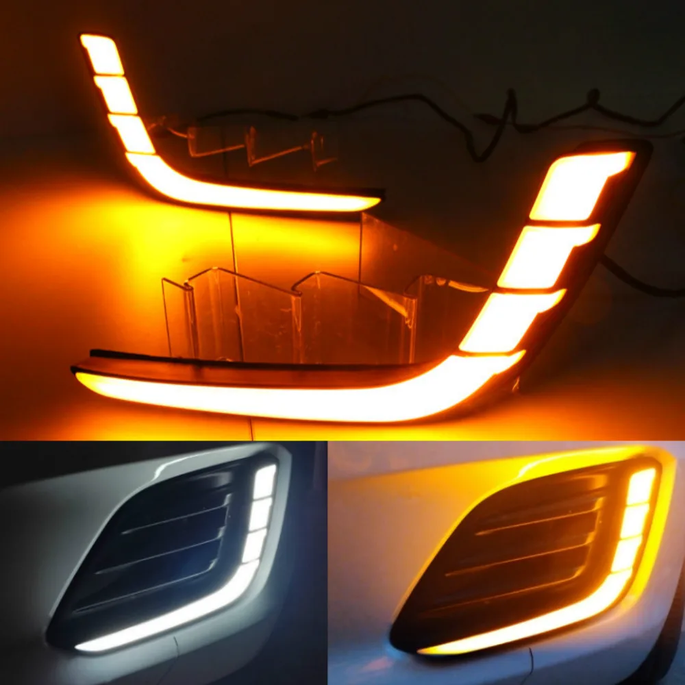 

JURUS 2Pcs 12V Car Led DRL Daytime Running Lights For Suzuki Swift 2014 2015 2016 Fog Lamp Led White Turn Yellow Signal Lamps
