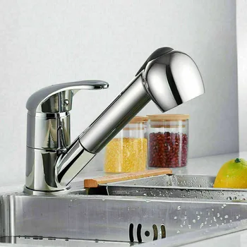 

With Pull Out Sprayer Spout Home 360 Rotatable Modern Brass Kitchen Faucet Easy Install Bathroom Basin Hot Cold Water Mixer Tap