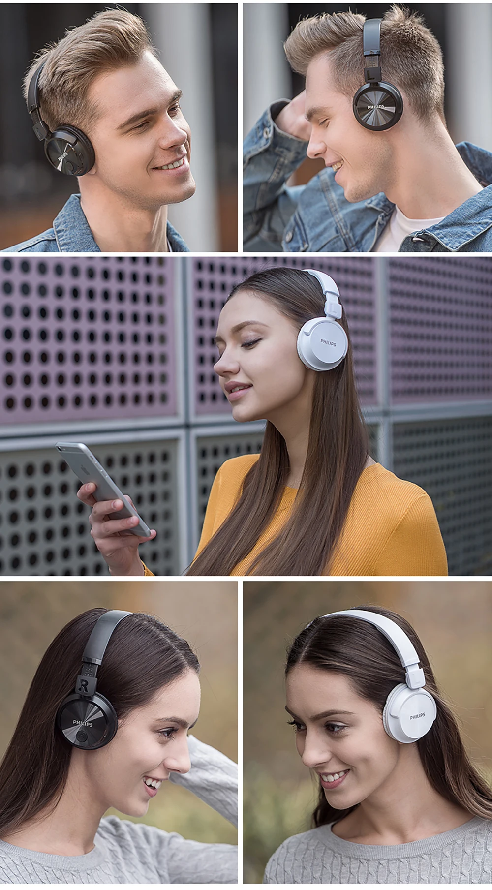Philips Bluetooth наушники SHB3060 беспроводная гарнитура с микро USB литиевая повязка батарея для музыки фильмы мобильный