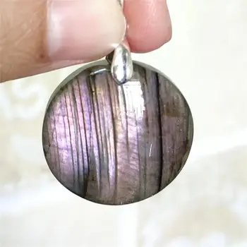 

Genuine Natural Purple Light Labradorite Women Men Pendant 26x26x7mm Round Necklace Jewelry Fashion Rare Bead AAAAA