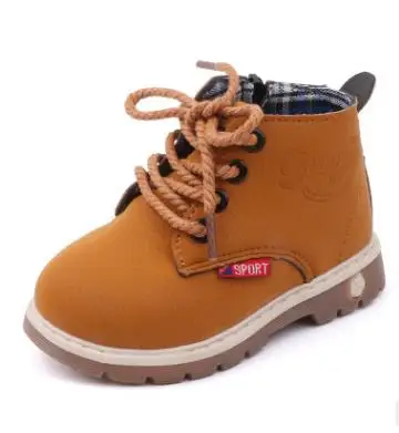 Fashion Children Ankle boots Autumn Winter Boys Girls shoes PU leather Casual Outdoor boots Kids Baby Flat shoes