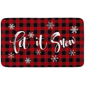 

Plaid Let it Snow Decorative Doormat, 18 x 30 Inch Winter Christmas Holiday Non-Skid Floor Mat Switch Mat Indoor Outdoor Home Ga