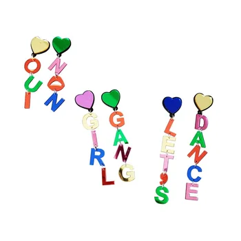 

ZiccoWong New Trendy Acrylic Let's Dance Letter Long Drop Earring For Women Girl Hip-Hop Night Club Drop Earring Brinco Jewelry