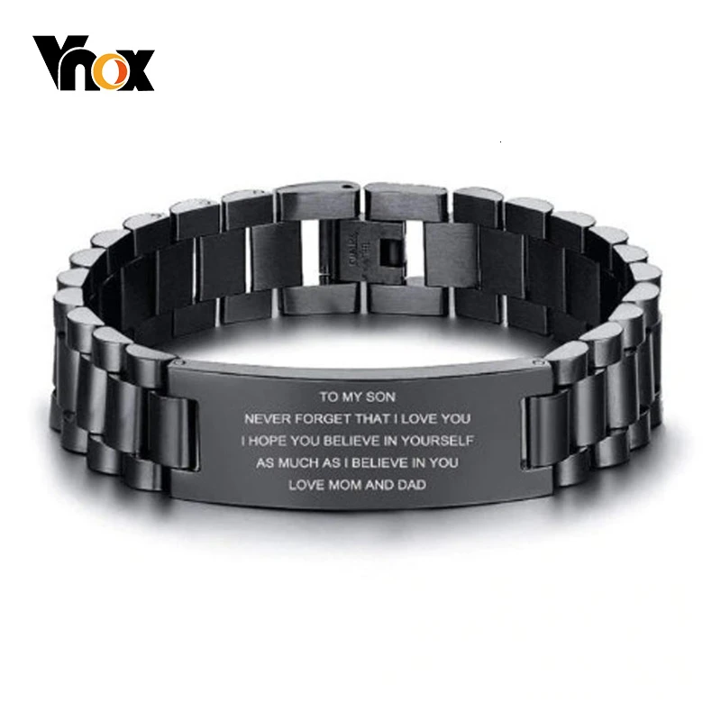 Pulseras inspiradoras con mensaje de amor de Papá y mamá hombre, joyería de negra motivadora|Pulseras identificación| - AliExpress