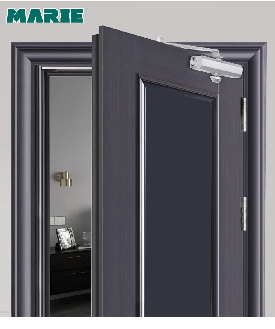 Marie 1102 silver automatic speed adjustable hydraulic buffer simple installation door closer for 25-45kg commercial residential_21