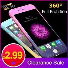 Kisscase Toàn Thân 360 Độ Gradient Ốp Lưng Dành Cho iPhone 6S Funda 6S Plus 8 Cho iPhone 8 plus 7 7 Plus Kính Cường Lực Phim(China)