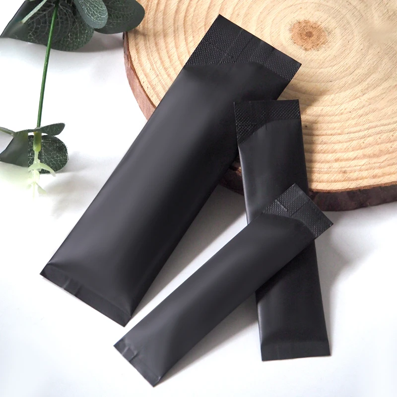 100pcs 눈물 노치 두꺼운 크래프트 종이 오픈 탑 파우치 작은 열 씰링 알루미늄 호일 커피 파우더 액체 식품 패키지 가방
