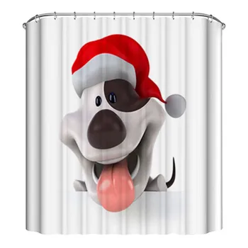 

Lovely Dog Shower Curtain Waterproof Mildew Polyester Fabric Shower Curtain Kid Bathroom Christmas Decor