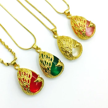 Womens Beautiful Peacock Pendant Choker Yellow Gold Filled Fashion Wedding Lady Pendant Necklace Jewelry