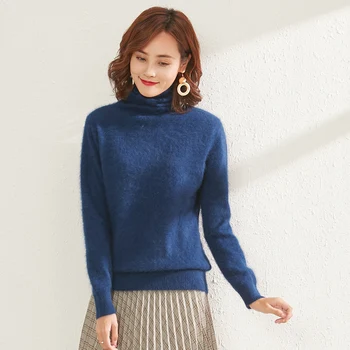 

turtleneck Sweaters for Women Mink Cashmere solid full sleeves short fashion sweater soft warm winter female casual pullover