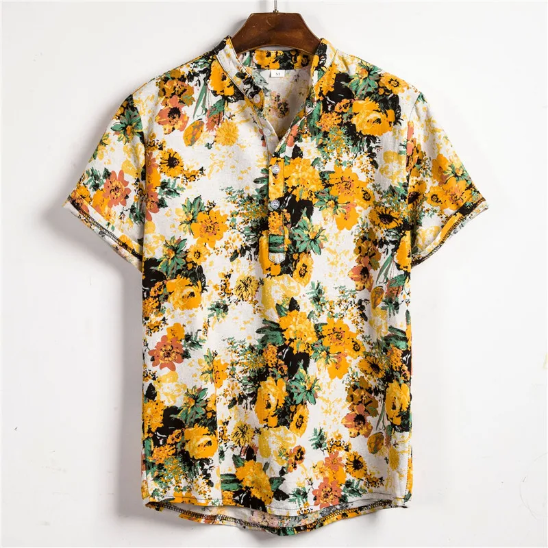 Повседневная мужская рубашка размера плюс высокая уличная блузка летние модные рубашки для Харадзюку Мужская Гавайская одежда крутые Клубные пляжные Топы