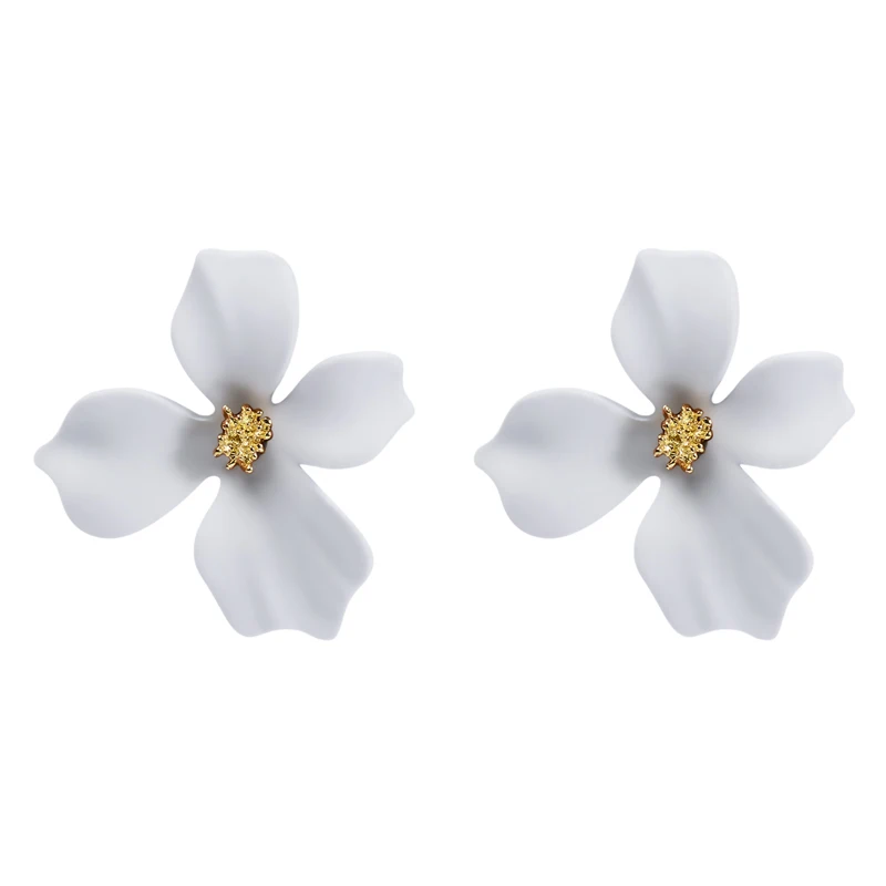 SHUANGR Sweet Jewelry Spray Paint Stud Earrings Flower Earrings Statement Trendy Brincos Gift for Girls Gift Pendientes - Окраска металла: S05991