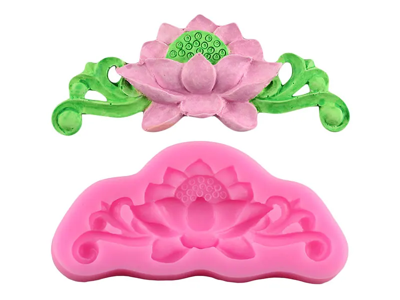 Lotus Relief Border Silicone Molds Cupcake Topper Fondant Mould Sugarcraft Cake Decorating Tools Candy Clay Chocolate Moulds