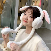 Милые женские наушники, теплые, можно перемещать подушки безопасности, шапка, плюшевая, для танцев, с кроличьими ушками, на осень и зиму, NGD88