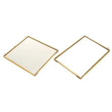 2 Pcs Glass Brass Photo Frame, Vintage Hanging Metal Photo Frame+ Glass And 2 Glass Side Gold+ Transparent, 12.7 X 17.8 Cm& 1
