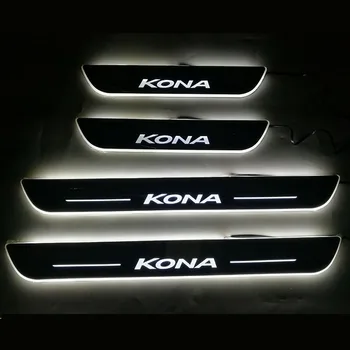 

Acrylic Moving LED Welcome Pedal Car Scuff Plate Pedal Door Sill with dynamic animation Light For Hyundai Kona 2017-2020