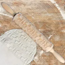 Рождество тисненая скалка для выпечки печенья печенье, фондан, пирог тесто гравировкой ролик олень; Снежинка кухонный инструмент для DIY