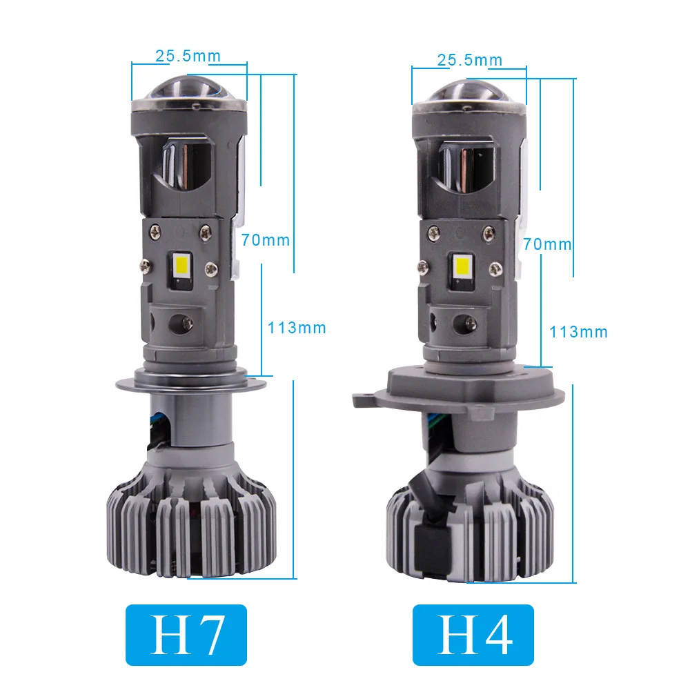 H4 H7 светодиодный мини-проектор Объектив H4 светодиодный комплект для преобразования автомобилей Hi/Lo луч светодиодный фары 12 В 24 в белый