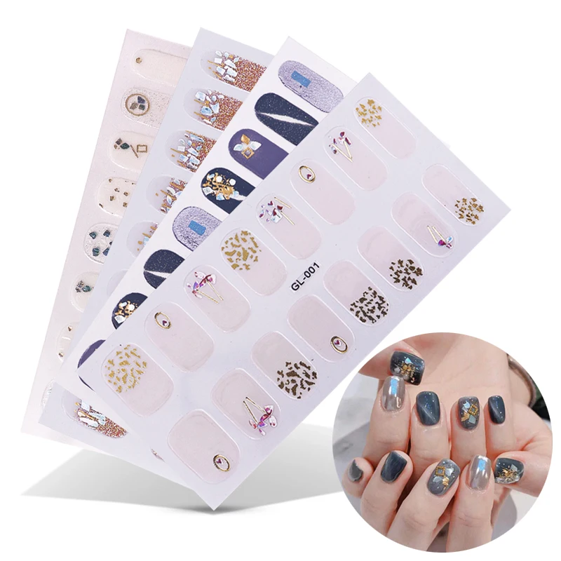 Stickers Decals Nail-Wraps-Strips Uv-Gel-Polish Full-Cover Manicure-Tool Colorful 16-Posts/1-Sheet