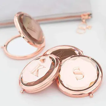 

Decorative mirrors Personalized Bridal Tribe Compact Mirror Rose Gold Crystal Compact Makeup Mirror Bridesmaid Wedding Gift