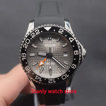 

Bliger 41mm grey dial luminous black ceramic bezel GMT function sapphire glass self-winding movement men's wrist watch