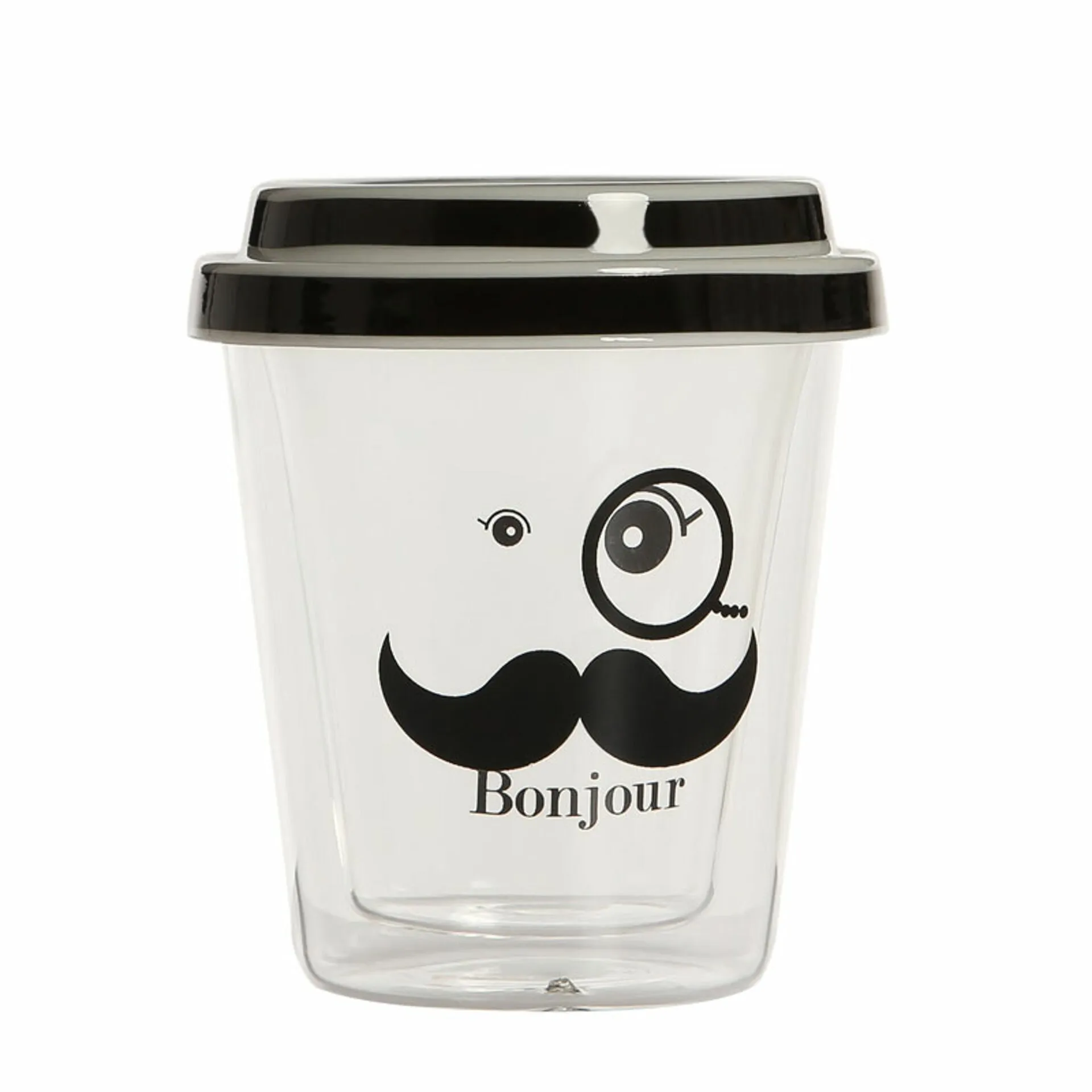Стеклянный стакан с крышкой и двойными стенками "Bonjour" от BiggDesign