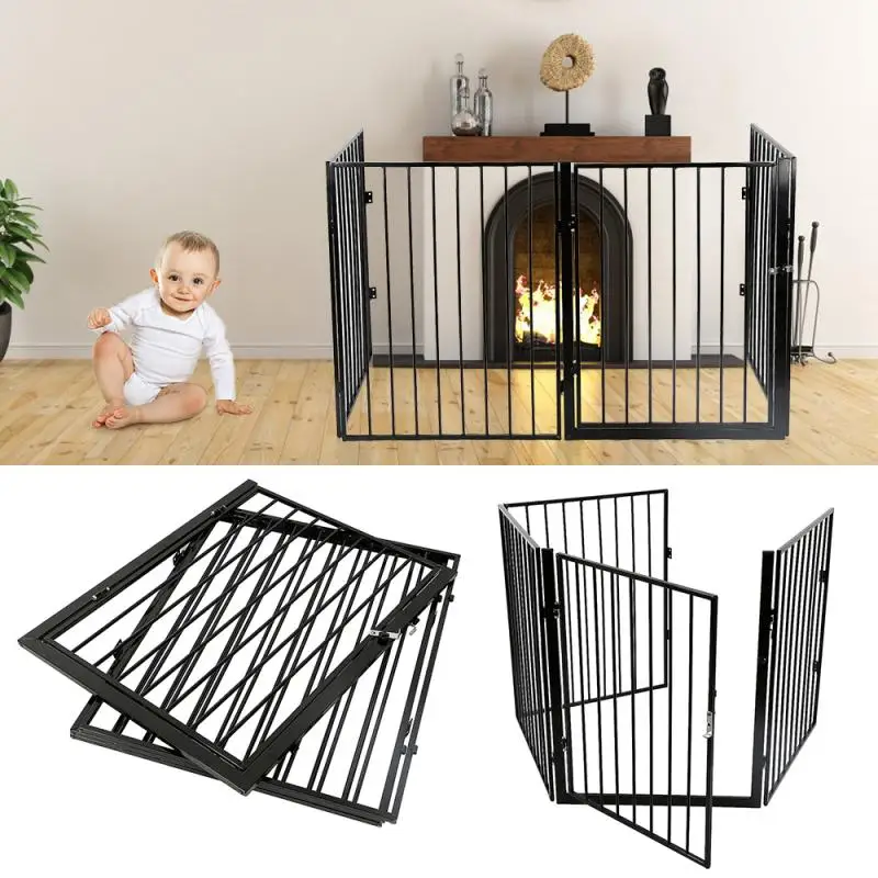 Fence4 Pcs/set Home Grille Fence Safe Baby Gate Barrier Or Play Yard Puppy Adjustable Height With Door HWC | Дом и сад