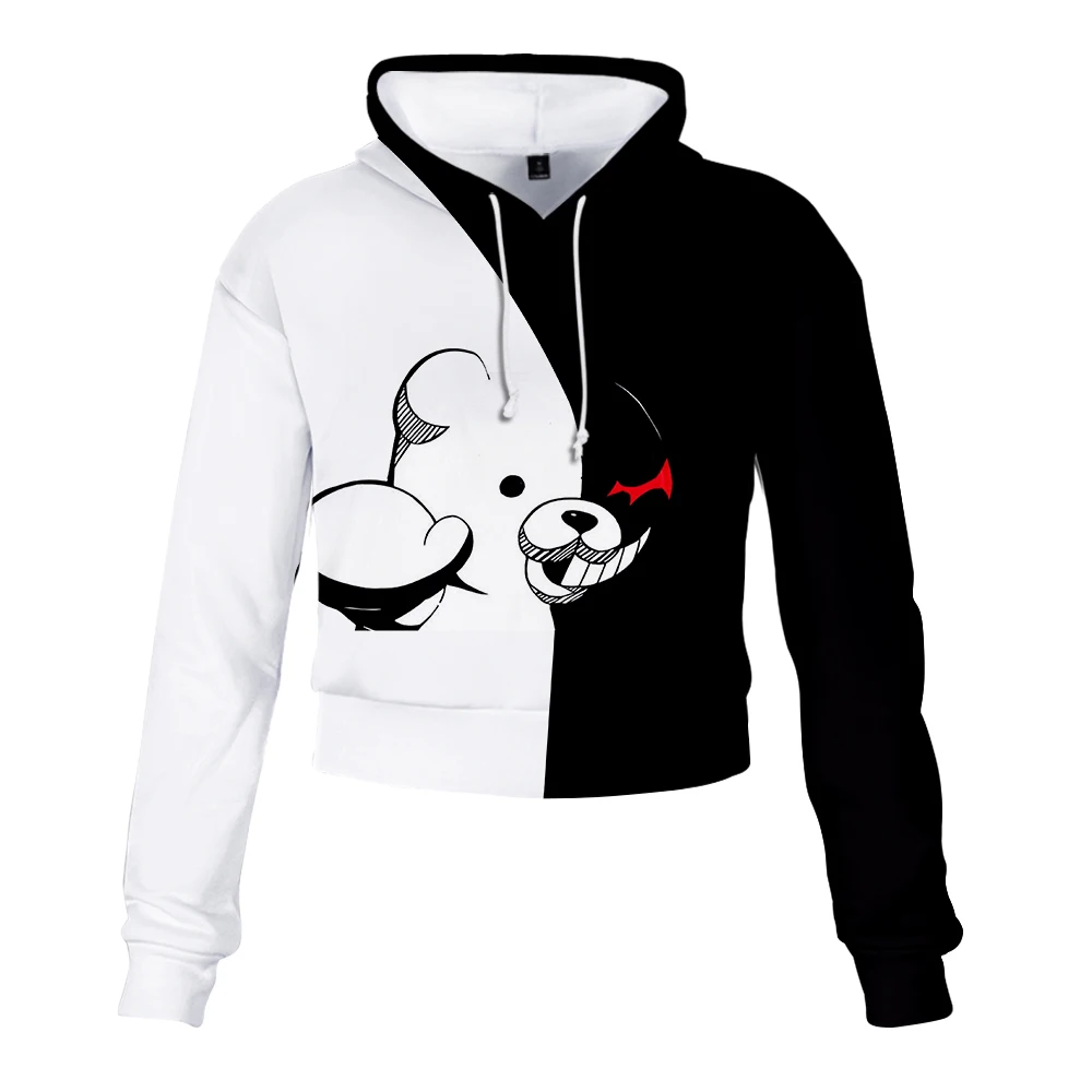 Monokuma psp игра короткий мидриф толстовка с капюшоном модная Милая сексуальная