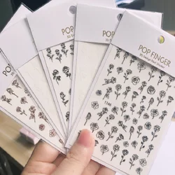 10Pcs  Rose Flower Nail Sticker Pattern Nail Art Sticker 3D Self-Adhesive Bohemia Lovly Image Charms Design Nails Decoration