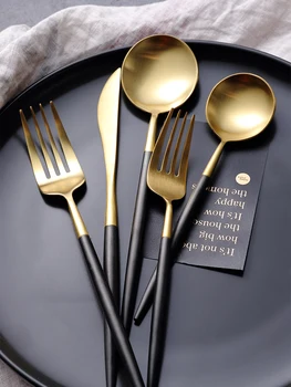 

Black Gold Steak Knife and Fork Domestic High-Grade xi can dao and Fork Spoon Two Three Tableware