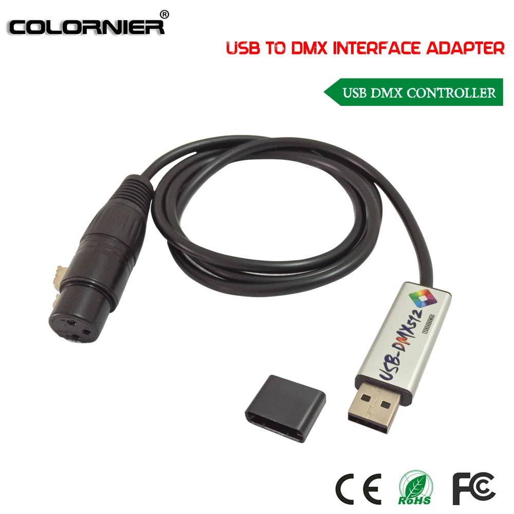 USB на интерфейс DMX адаптер USB DMX512 Контроллер компьютерный ПК Satge Контроллер освещения диммер Win 10 usb-контроллер для сценических светильников