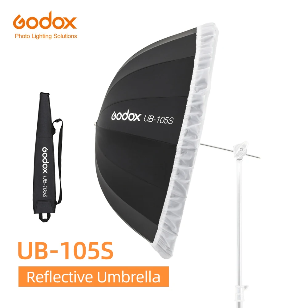 Godox UB-105S 41 inch 105cm Parabolic Black Reflective Umbrella Studio Light Umbrella with Black Silver Diffuser Cover Cloth