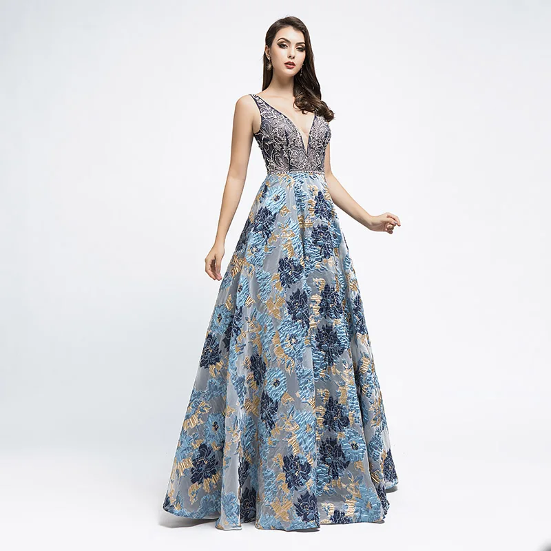 Элегантное уникальное жаккардовое рельефное вечернее платье новое поступление высококачественное торжественное платье темно-синее женское Макси Пышное Платье L5473