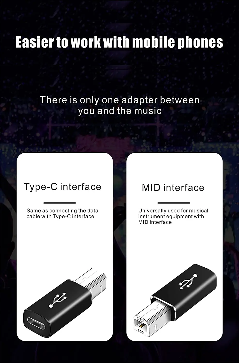 1pc USB C Female to Male USB B Printer Midi Adapter Compatible with Printer MIDI Eectric Piano Synthesizer Microphone Laptops