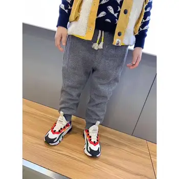 

Kids winter thickened lace up pants, color is gray, fashion visible, windproof, sold in early December 2-12Y