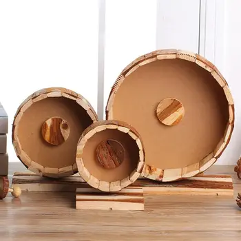 

Wooden Exercise Wheel Silent Running Spinner Wheel Pet Chew Toys for Hamster Chinchilla Squirrel (Medium)