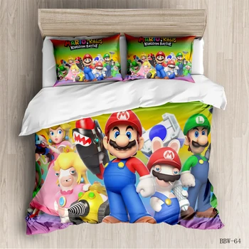

Bedding Set Cartoon Super Mario Duvet Cover for kids Bed Cover 3d Quilt Mario bross Bedclothes children Home Textiles 3PCS