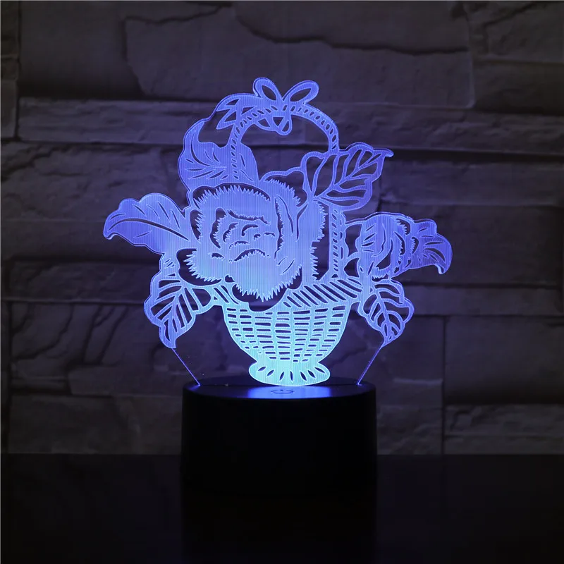 7 Colors Changeable Синий Лотос Роза петрушка шалфей розмарин и тимьян 3D лампа 7 цветов Светодиодные ночные лампы для детей сенсорные светодиодные Usb настольные лампы Ночник - Испускаемый цвет: 7 Colors Changeable
