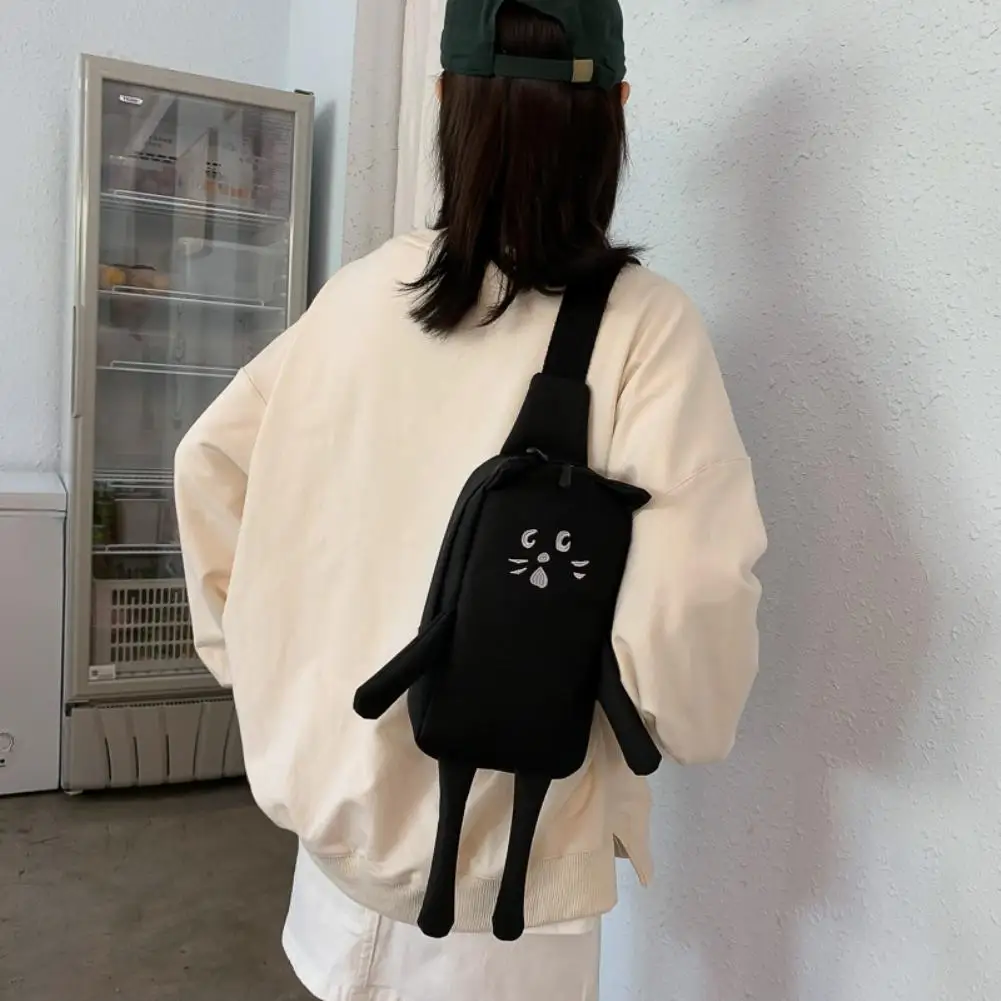 

Women Lovely Cat Expression Canvas Waist Bag Pack Crossbody Shoulder Pouch