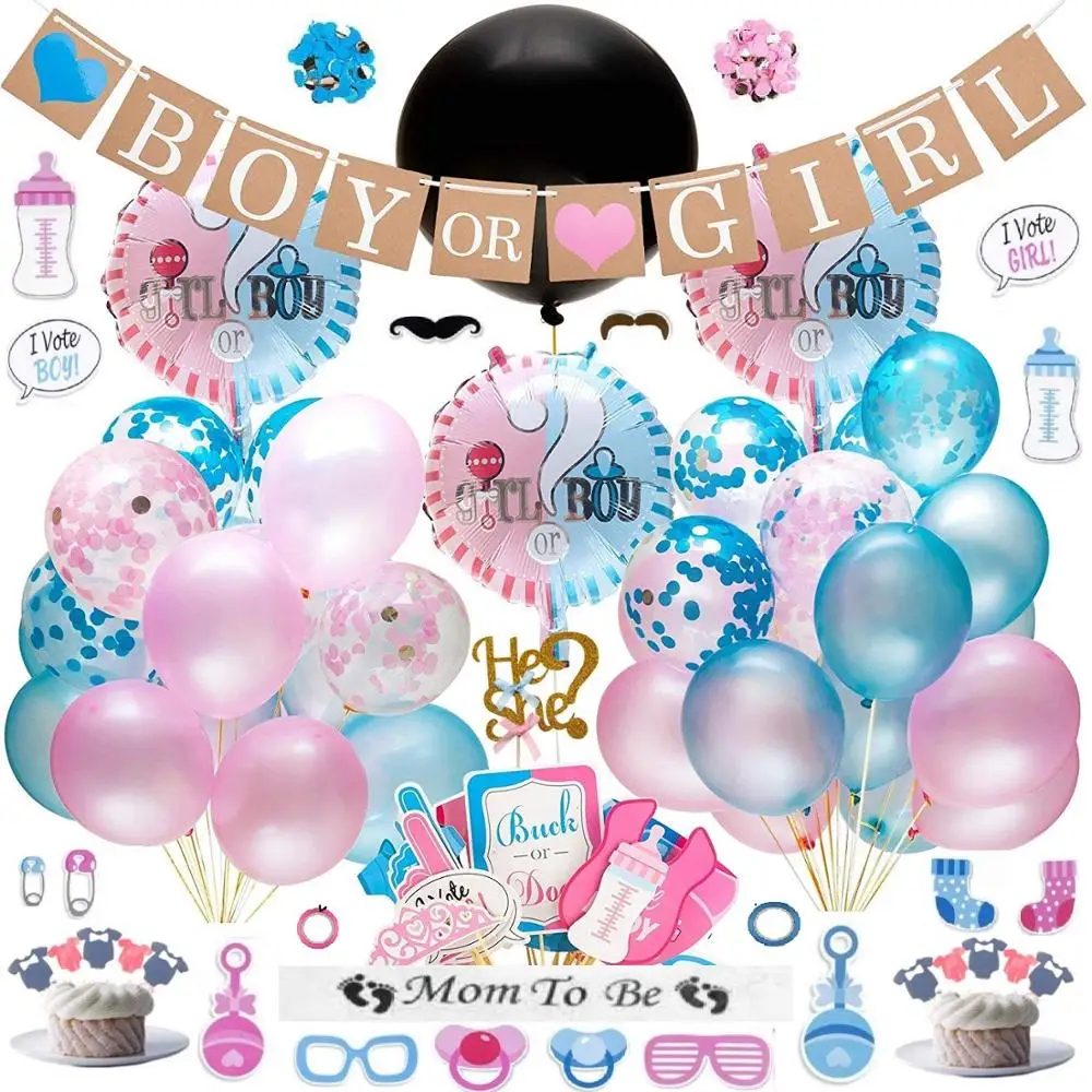 Детский душ розовый синий тема мальчик или девочка баннер латексные воздушные шары ткани цветок пол раскрыть вечерние украшения