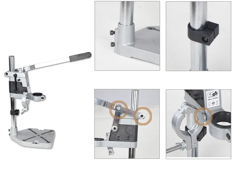 Алюминиевая настольная подставка для дрели с двойной головкой, электрическая дрель с основанием, держатель для дрели, аксессуары для электрошлифовальной машины по дереву
