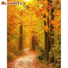 

RUOPOTY Frame Autumn Forest Diy Painting By Numbers For Adults Canvas By Numbers Landscape Acrylic Wall Painting For Home Arts