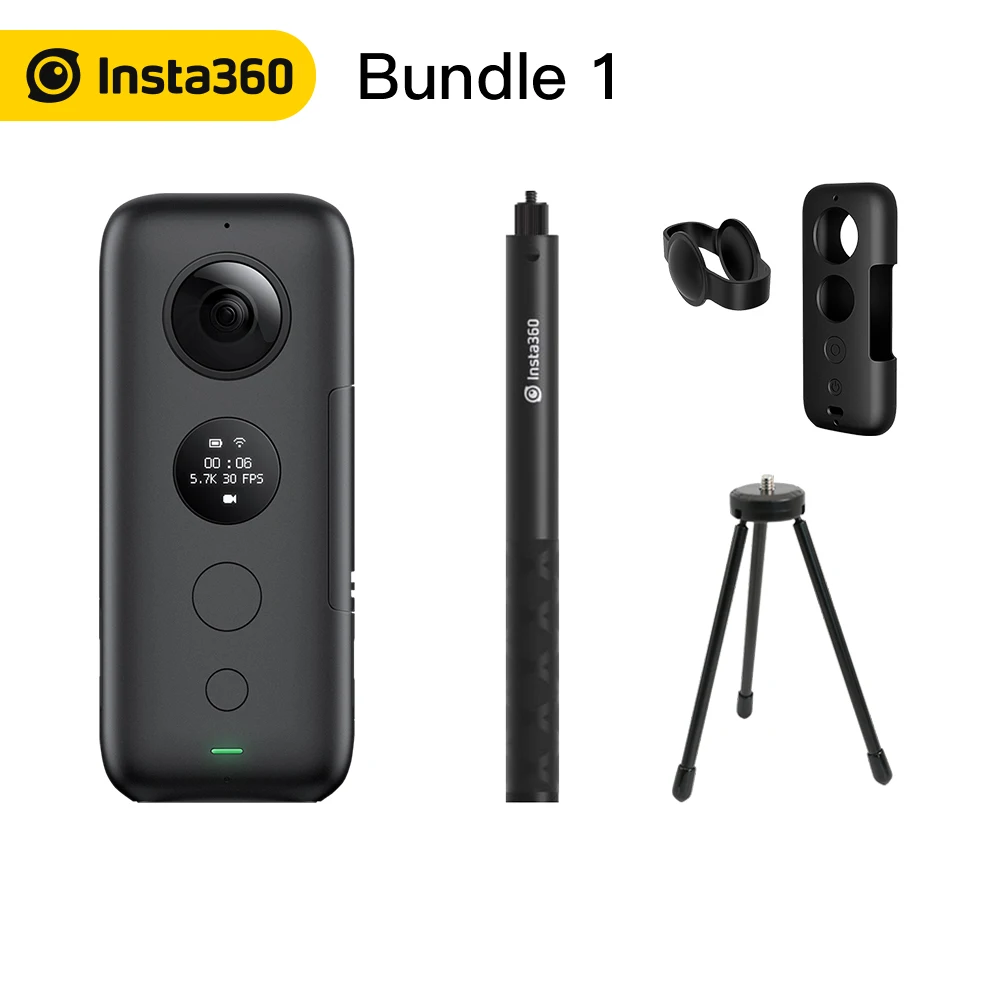 Bundle 1 Insta360 Экшн-камера ONE X 360, видео 5,7 K и фото 18 МП, Стабилизация состояния Flowstate, передача WiFi в реальном времени, Спортивная камера - Цвет: Bundle 1